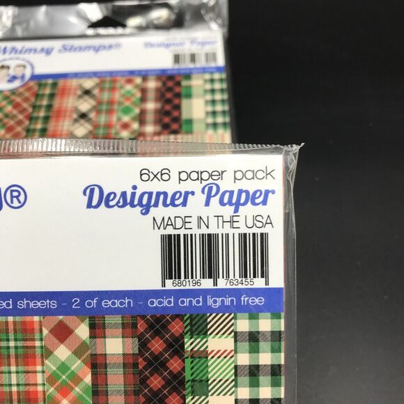 4 Whimsy Stamps Designer Paper Pad 6x6 Tartan WSDP27 Christmas New In Package - Picture 3 of 7